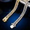 Hip Hop Fashion 12Mm Rhombus Male Female Cuban Chain Alloy Rhinestone Faucet Buckle Classic Hip Hop Necklace