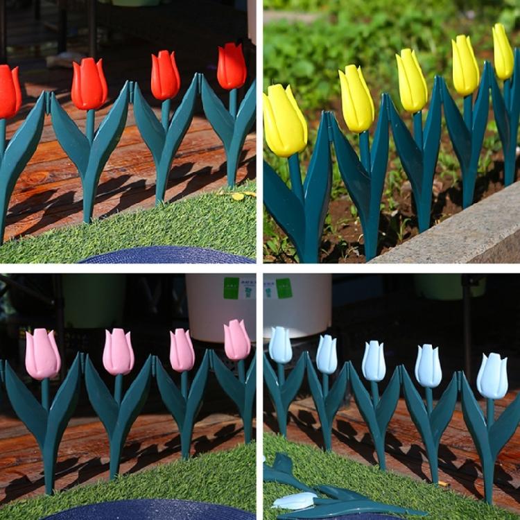 Decorative Tulips Flower Design Fence PVC Garden Fence for Interlocking of Yard and Pathway Borders Gardening Supply