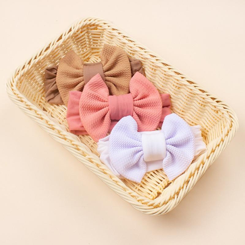 New children's threaded headgear, baby candy-colored nylon bow headscarf, summer baby headband