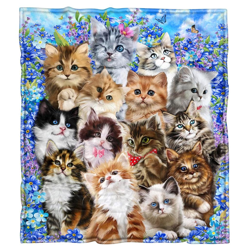 Süße Katzen-Decke für Mädchen Frauen, Leichte Weiche Fleece-Flanell-Kuscheldecke für Katzenliebhaber Sofa Couch Wohnzimmer 50x40 Zoll