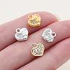 2Piece 14/18K Gold Color Plated Copper Heart Shape Pendants with Zircon for DIY Bracelet Necklace Jewelry Making Accessories