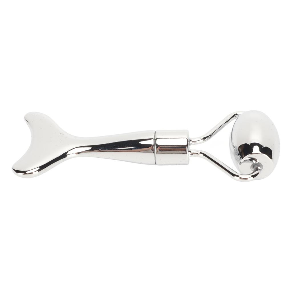 Facial Roller Gua Sha Board Double Heads Reduce Swelling Zinc Alloy Facial Massage Roller Set Silver