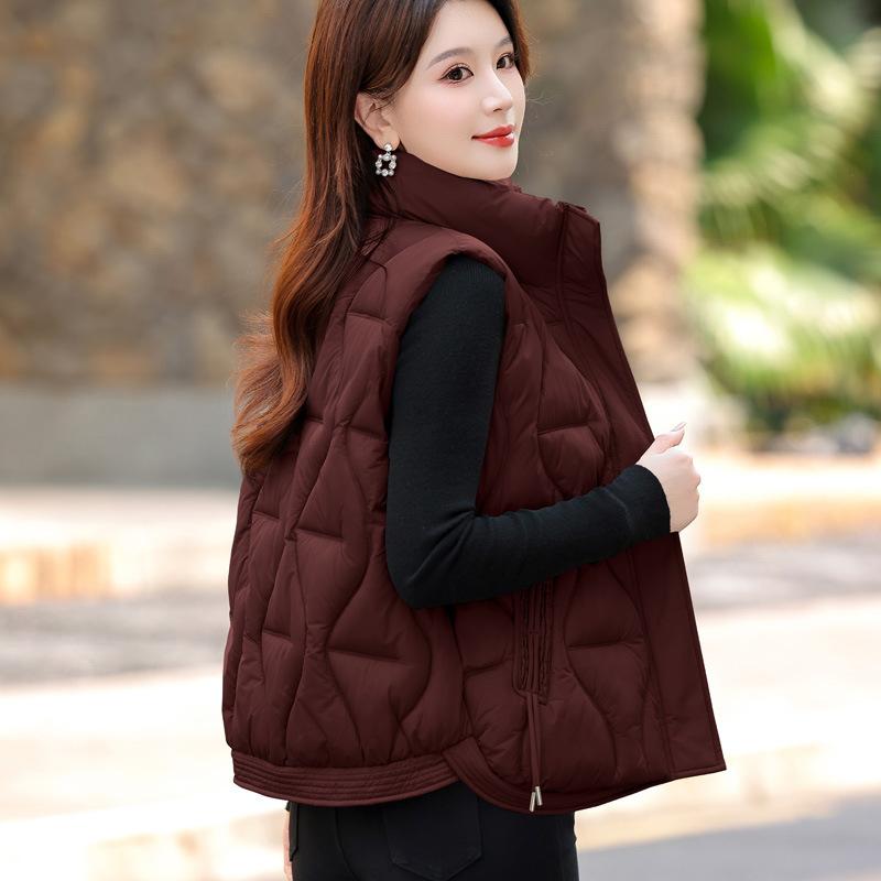 Winter New Stand-up Collar Cotton Vest Simple Short Thin Versatile Women's Vest Jacket