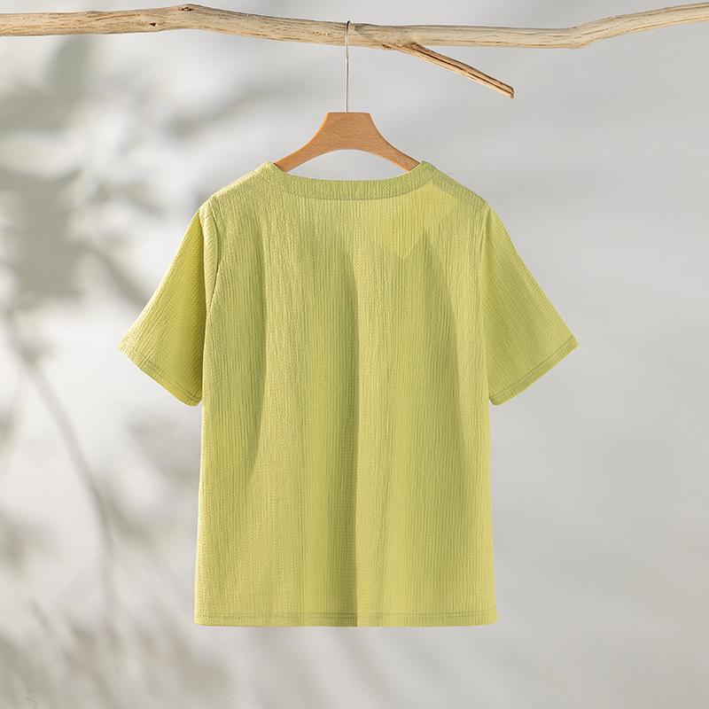 Pure Desire V-neck Fake Two Short-sleeved T-shirts Large-sized Summer Slim-fit Matching Short Tops