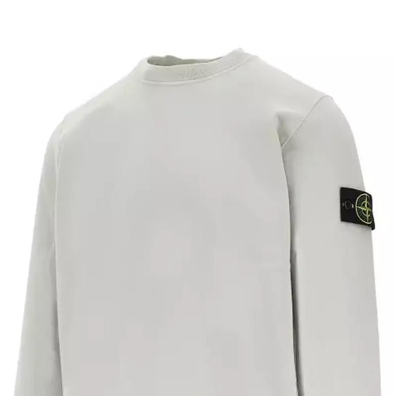 STONE ISLAND Logo Ribbed Crew Neck Pullover Sweatshirt Men Sweatshirts L1S156100060S0051-V0061