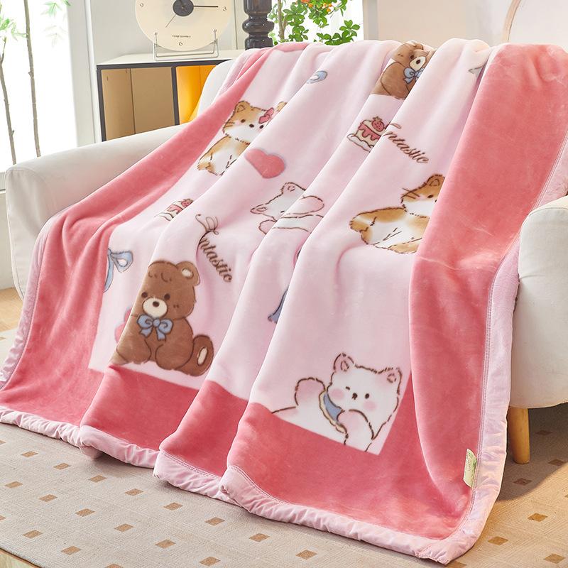 Double-Layer Thickened Fleece Blanket for Single or Double Use Autumn/Winter Cover Blanket
