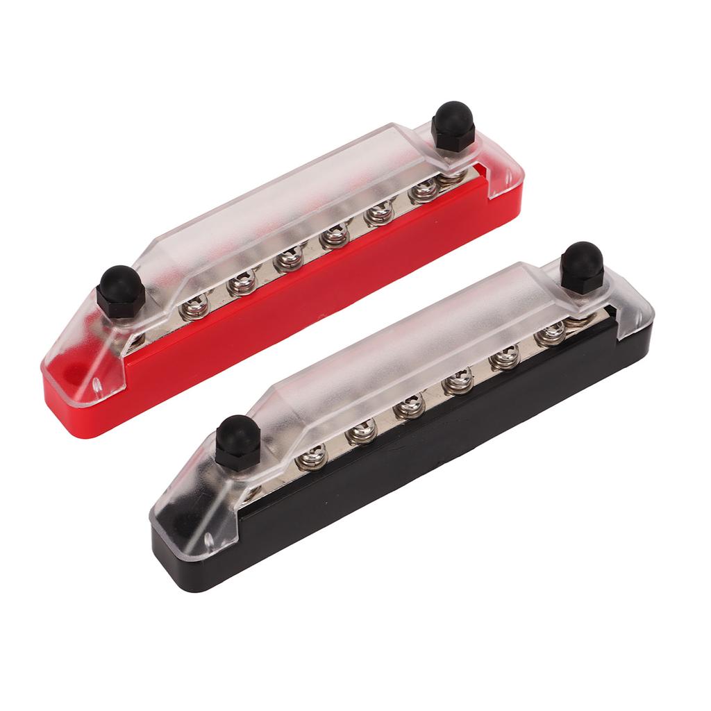 2 Pcs 14 Post Power Distribution Block Bus Bar Set 2xM6 Post 12xM4 Screw Battery Terminal Box with Cover Without