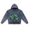 DTG Print Knitted Denim Zip-Up Hoodie Thermal Detector Brother Print Zipper Hoodies  