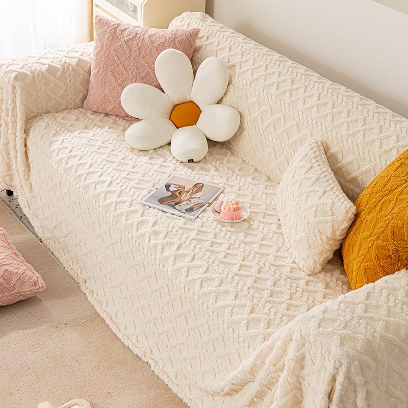 Plush Plain View Four Seasons Universal High-End Sofa All-Inclusive Universal Sofa Cushion Cover Cloth Sofa Towel Slipcover