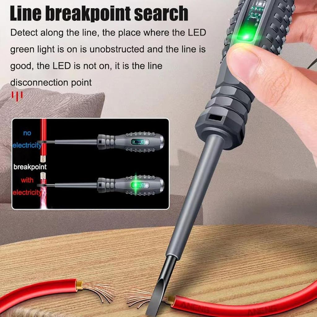 2-in-1 High Torque Strong Magnetic Screwdriver Electricity Detector,High Torque Alloy Dual Light Color Light Measuring Electric Pen,12V-220V Non