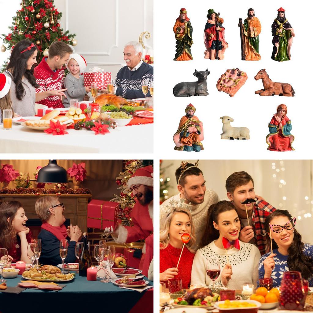 10 Pcs Christmas Nativity Set Ornaments Nativity Scene Craft Ornaments Miniature Religious Resin Nativity Jesus Figures set