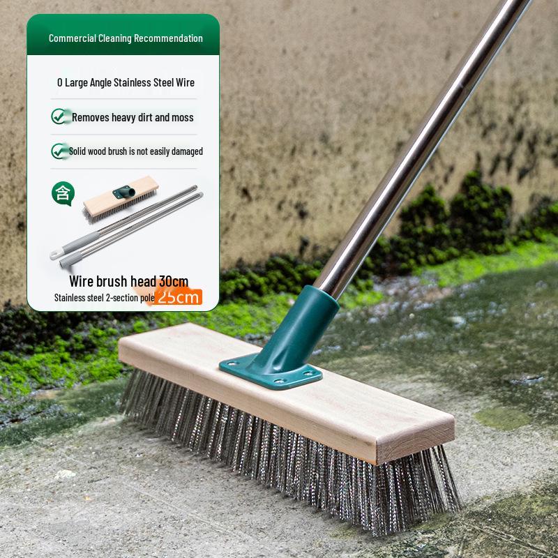 Long-Handled Steel Wire Brush: Floor Scrubber & Rust Remover
