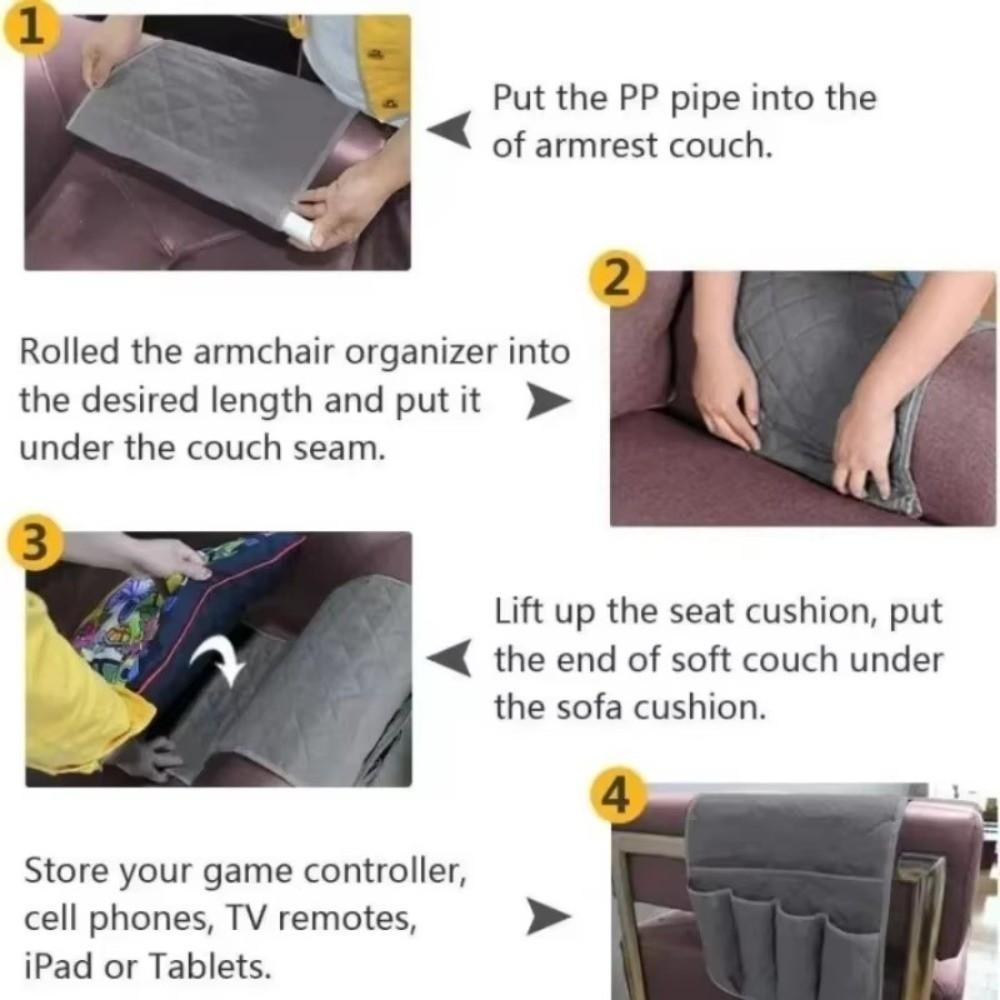 Multifunctional Sofa Armrest Storage Bag Large Capacity With 5 Pockets Armchair Hanging Storage Hanging Design Storage Bag