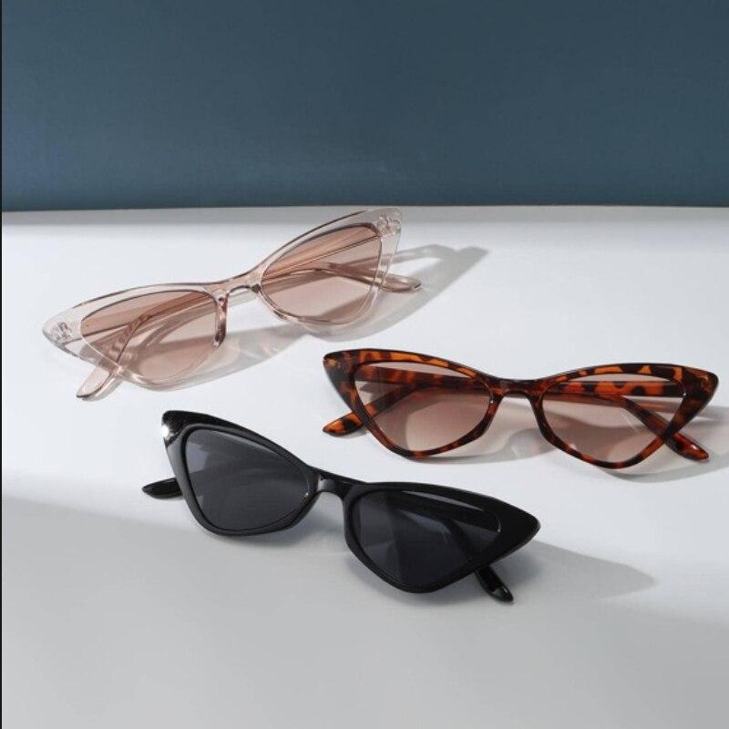 

3 Pairs Per Set Small Cat Eye Sunglasses Women Cute Skinny Cat Eye Eyewear Retro Vintage Narrow Cateye Sunglasses Set black brown demi