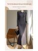 Women's Extra Long Slimming Knitted Polo Collar Dress for Autumn and Winter