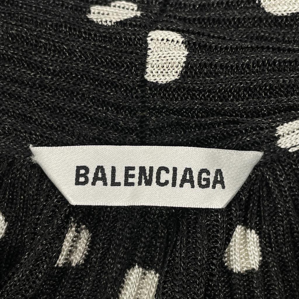 Balenciaga 657546 20 Years Black Ribbon Tie Polka Dot Knit Dress Dress XS blackUsed