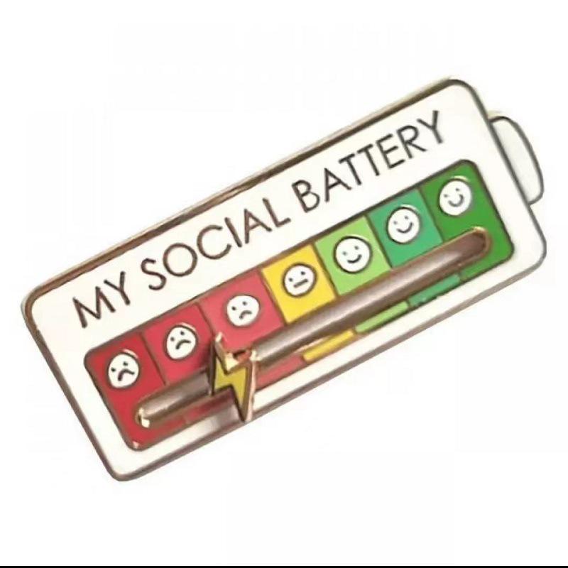 New Mood-Changing Sliding Brooch: Valentine's Day Pin for Couples - Social Battery Theme.