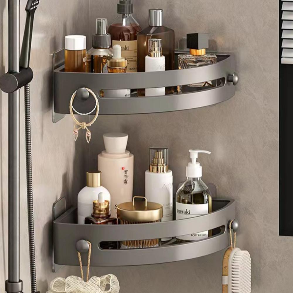 Bathroom Triangle Storage Rack With Hook Bathroom Cosmetic Storage Racks Wall Mounted Toilet Storting Rack Corner Shower Shelf Premium Quality