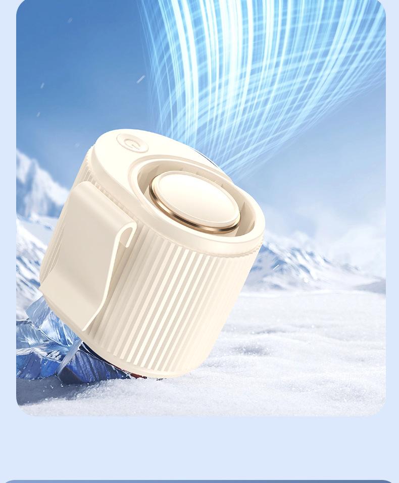 Portable Hanging Fan for Camping and Cycling - Long Battery Life, Heatstroke Prevention, Neck and Waist Wearable Design.