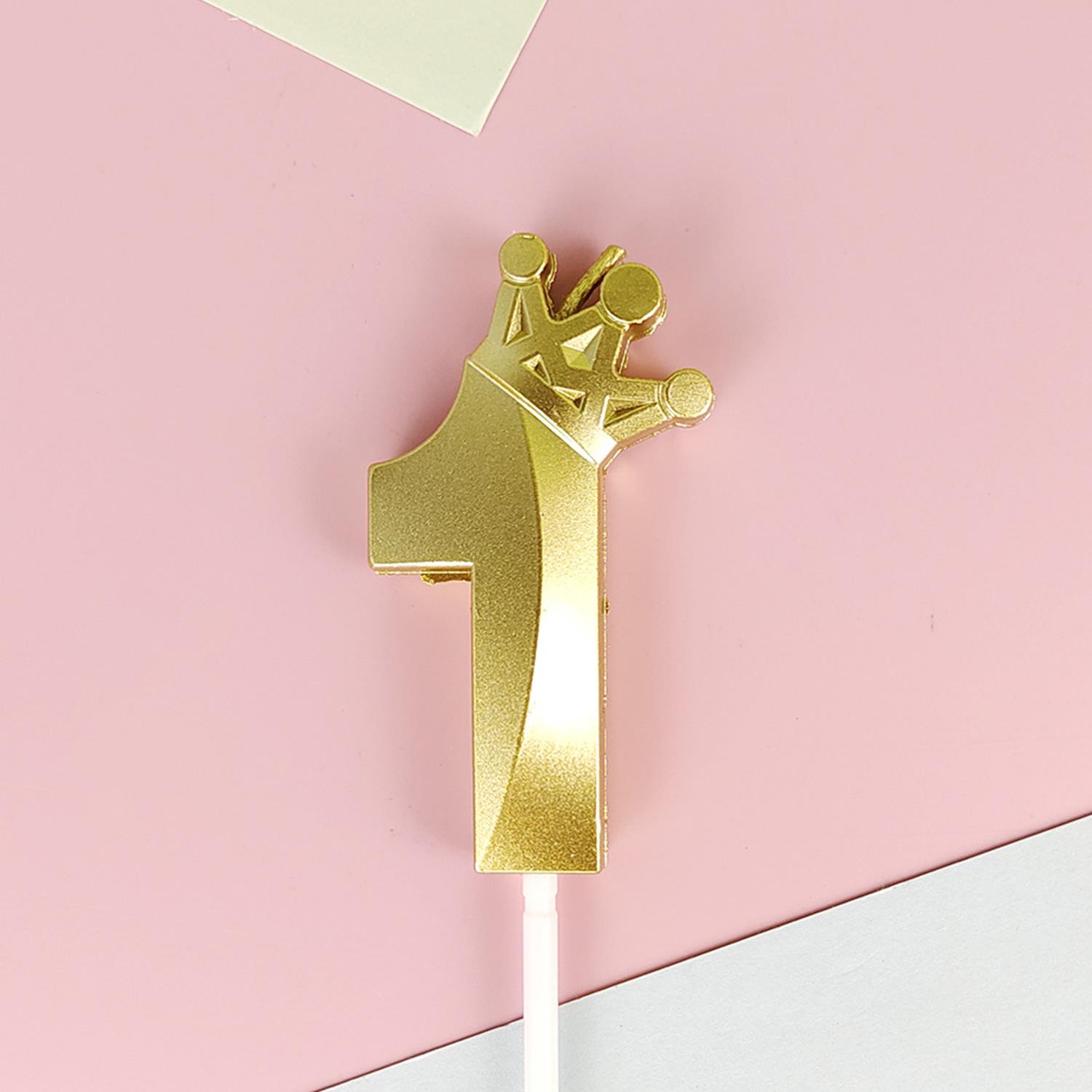 Gold Black Candle Number Shape Plus Crown Design Crown Birthday Candle Suitable for Birthday Parties Anniversary Cake Decoration