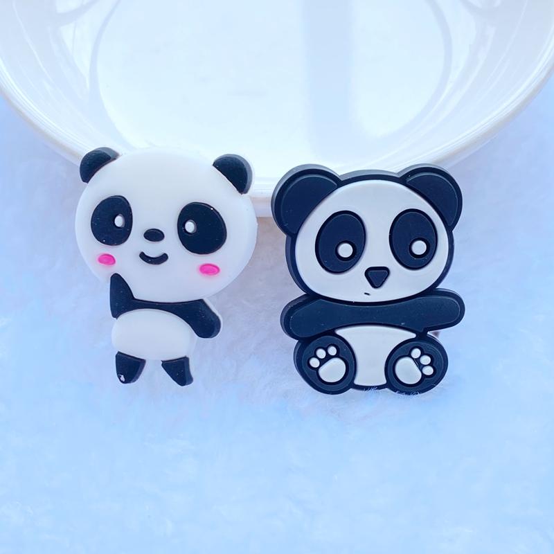 10/20pcs Cute  Cartoon Panda PVC Flexible Glue Flat Back DIY Scrapbook Embellishment Phone Craft Decoration J77