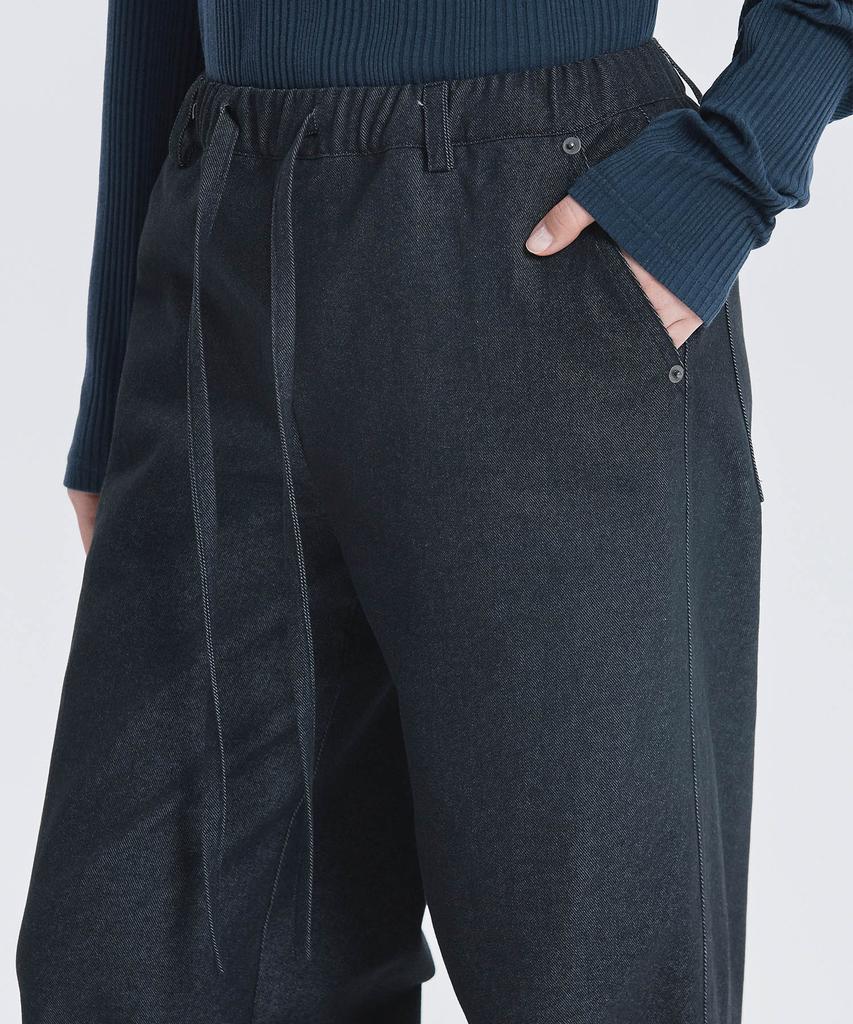 IHR Denim Detail Elastic Waist Pants / Charcoal