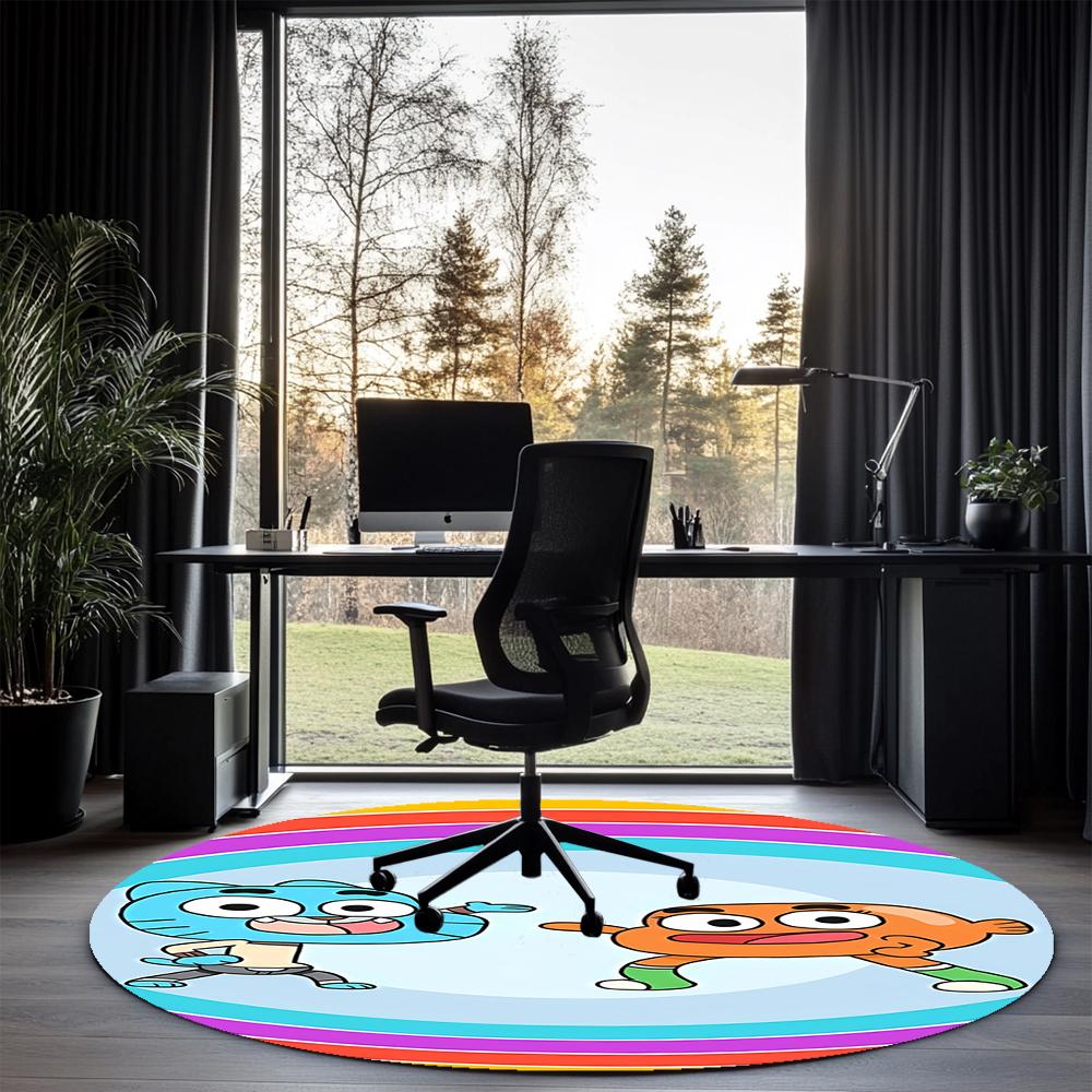 Die erstaunliche Welt von Gumball Bedruckter runder Teppich Teppich Stuhlteppich Bereichsteppich Eingang Fußmatten, für Bürostuhl Wohnzimmer Schlafzimmer Küchenraum.