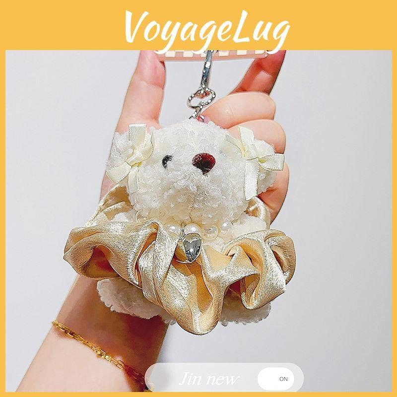 Pearl Small Skirt Bear Plush Keychain With Durable Rope For Bag Decoration Gift