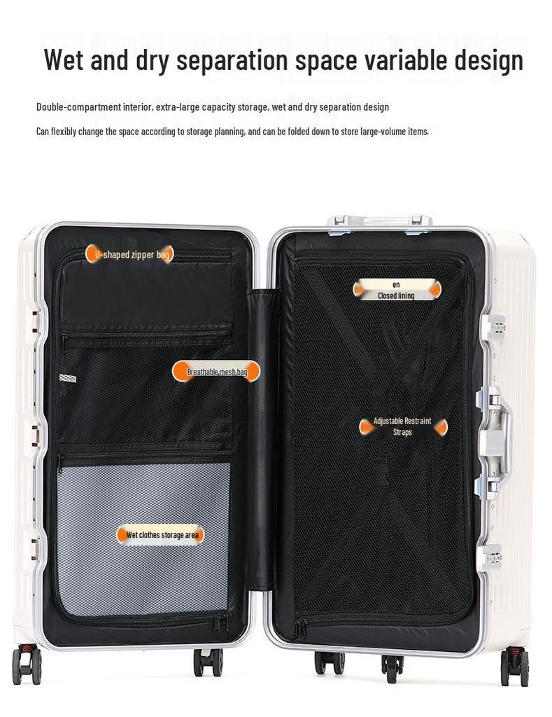 30" Extra-Large Capacity Aluminum Trolley Case with Universal Wheels & Charging Port