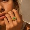 Vintage Green Natural Stone Chunky Wide Open Ring for Women Gold Plated Stainless Steel Fashion Statement Jewelry Gifts
