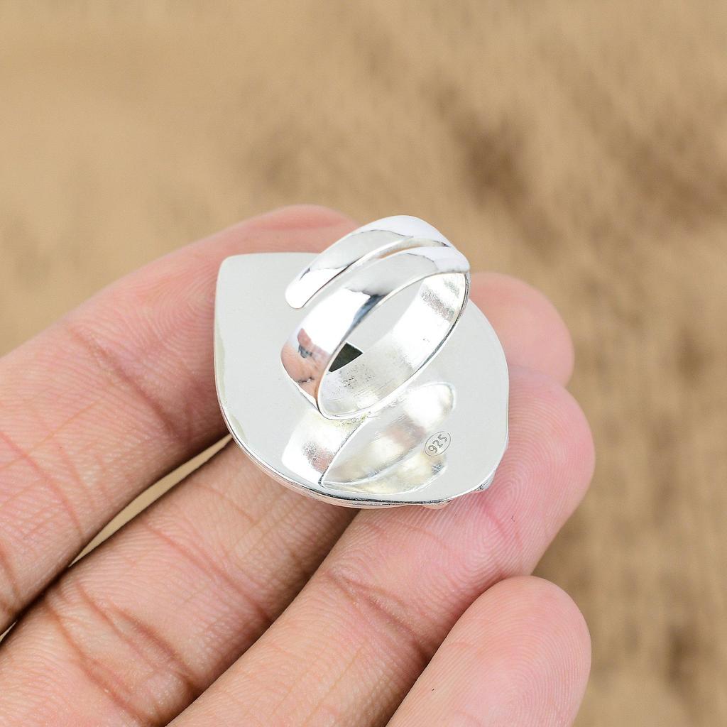Mothers day Deal 925 Silver Oval Labradorite Rough Stone Wedding Ring Jewelry
