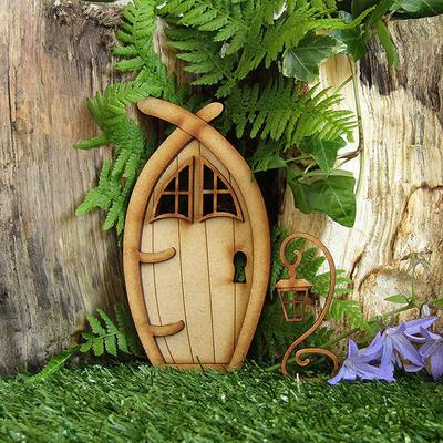 Ornament Vintage Decoration Miniature Fairy Elf Door Micro Landscape Wooden Craft Dollhouse Garden