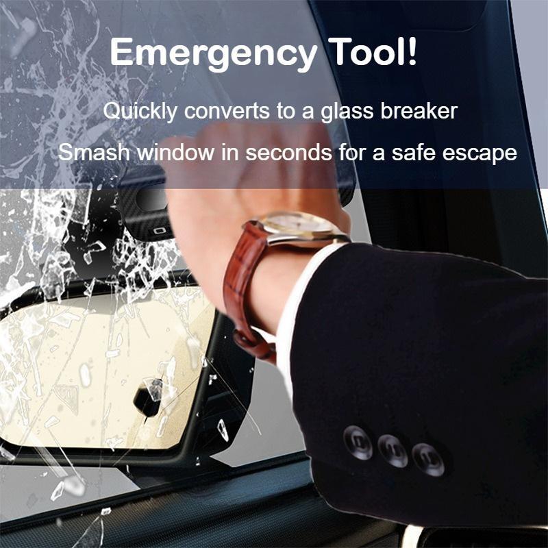 1PC Premium Carbon Fiber Rotating Parking Number Display with Emergency Glass Breaker - Hidden Privacy Design