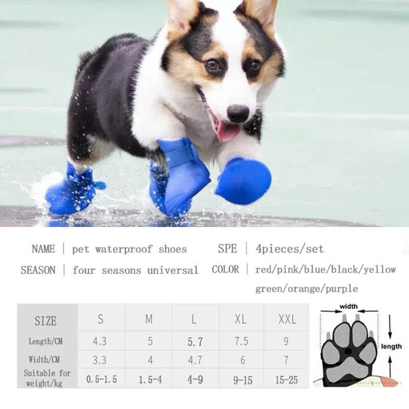 4 SZT Wodoodporne Buty Przeciwdeszczowe dla Psa Zimowe Buty dla Małego Psa Gumowe Buty dla Psa Outdoorowe Ochronne Kalosze Antypoślizgowe Akcesoria dla Zwierząt