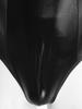 Mens Glossy Patchwork Sleeveless Bulge Pouch Back Zipper One Piece Bodysuit