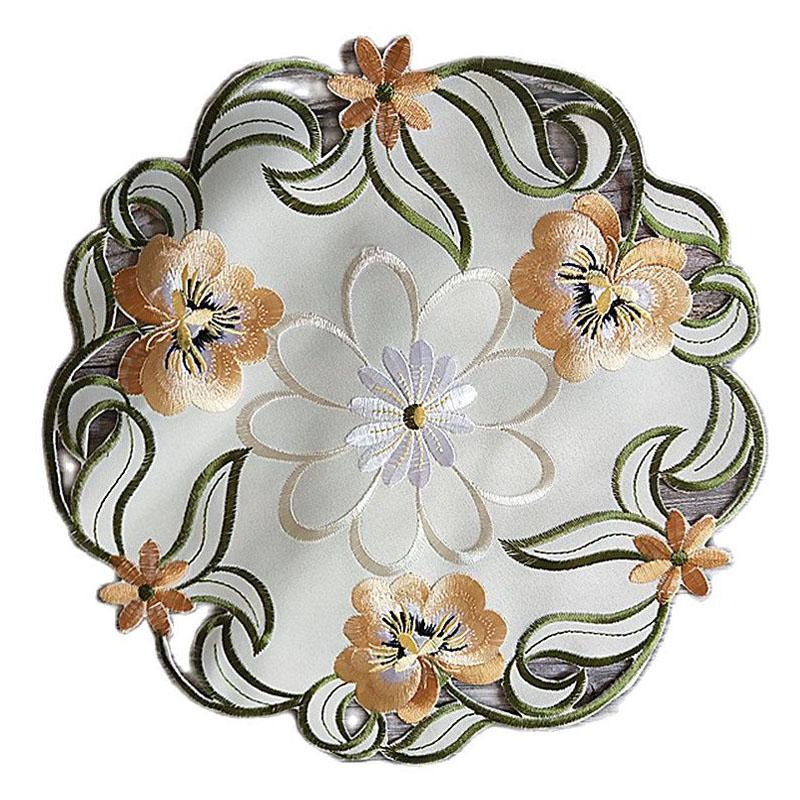 HOT Christmas Flower Embroidery Table Place Mat Cloth Tea Placemat Dining Coaster Kitchen Table Decoration and Accessories
