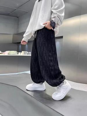 Pantaloni a lanterna in velluto floreale per ragazzi Autunno Inverno 2025: Stile Retro Coreano per Bambini.