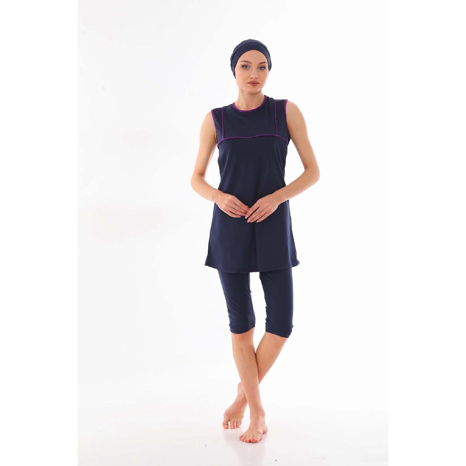 

Zero Sleeve Purple Stripe Navy Blue Women s Swimsuit 36 безодня