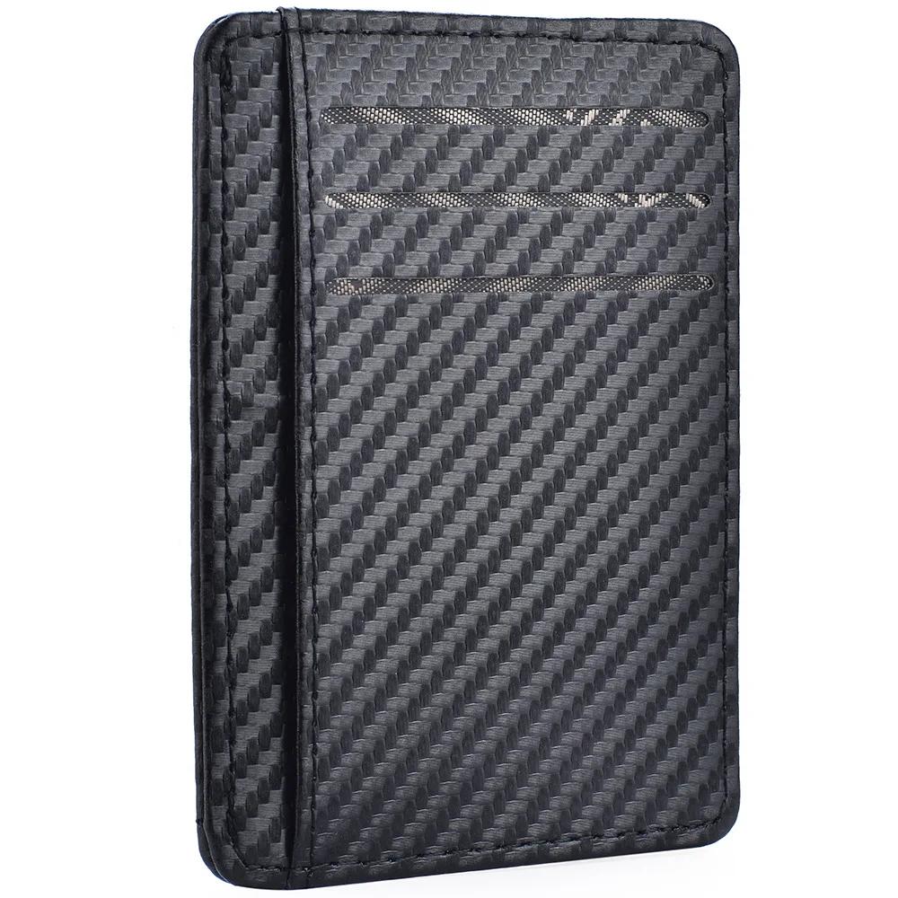 

Men s Slim Thin Minimalist Front Pocket Wallets Men Anti Rfid Blocking Protected Magic ID Credit Card Holder PU Leather Wallets