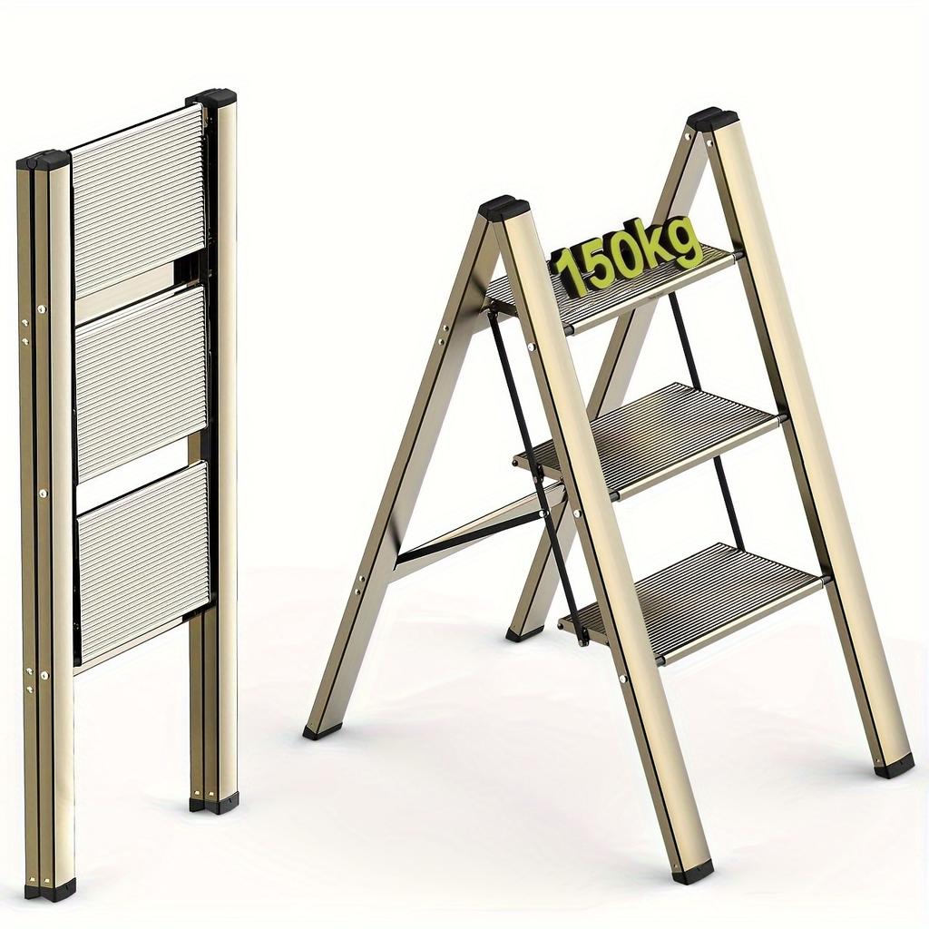 3 Step Ladder, Folding Ladder Stool, Wider Upgraded Non-Slip Treads, Portable Lightweight Ladder for Home and Kitchen, Holds up to 330 Lbs.