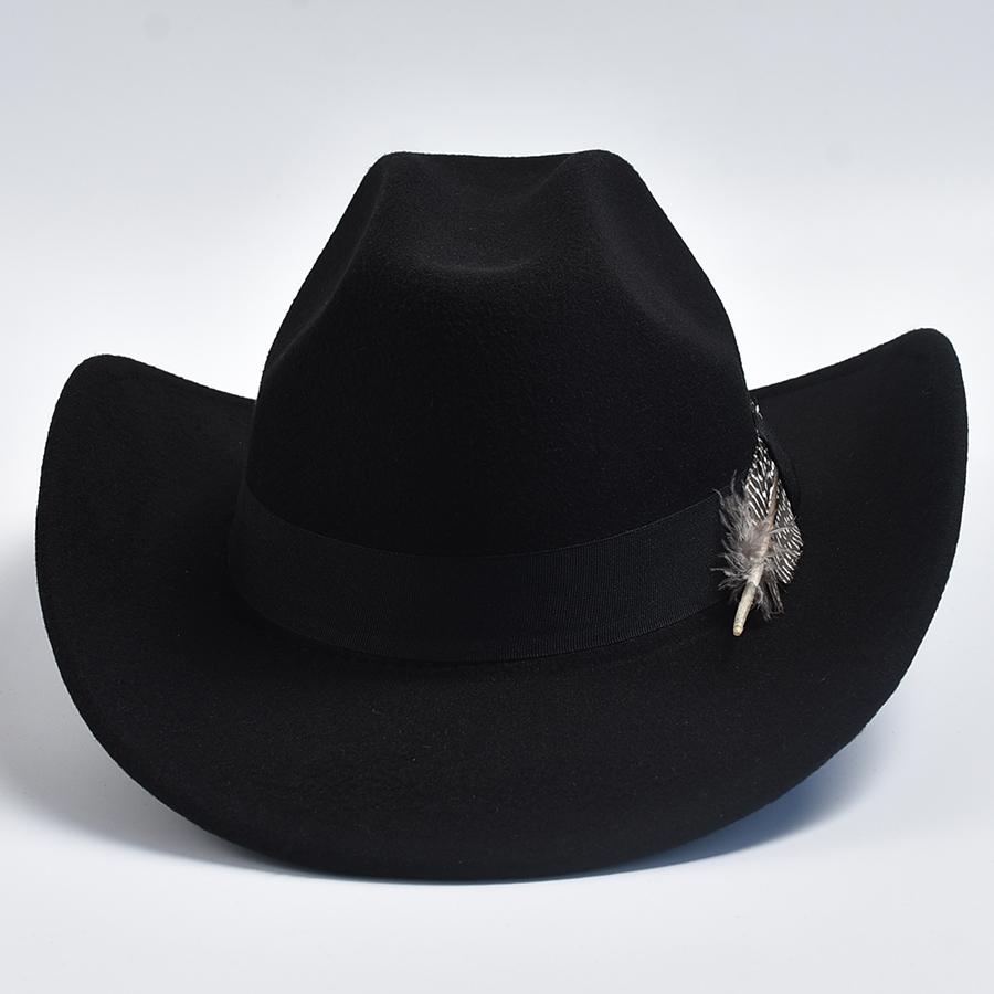 Handmade Feathers Cowboy Hat For Men's Vintage Curved Brim Gentleman Fedora Jazz Cap Sombrero Hombre