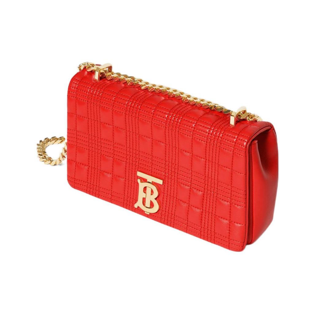 Burberry Lola Bag Tb Logo Metal Chain Quilted Lambskin Crossbody Shoulder Bag Women Bags Red 80208491