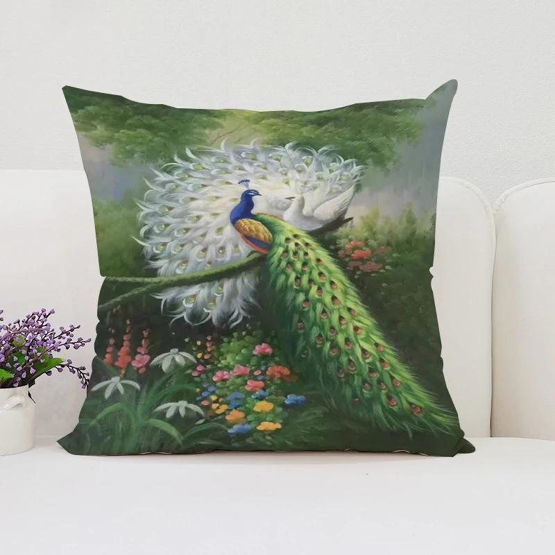 

Европа и США Наборы Подушек для Дивана Красивые Павлины Двусторонние Печатные Наволочки Подушка для Спины Стула 45x45см 12x12Inch