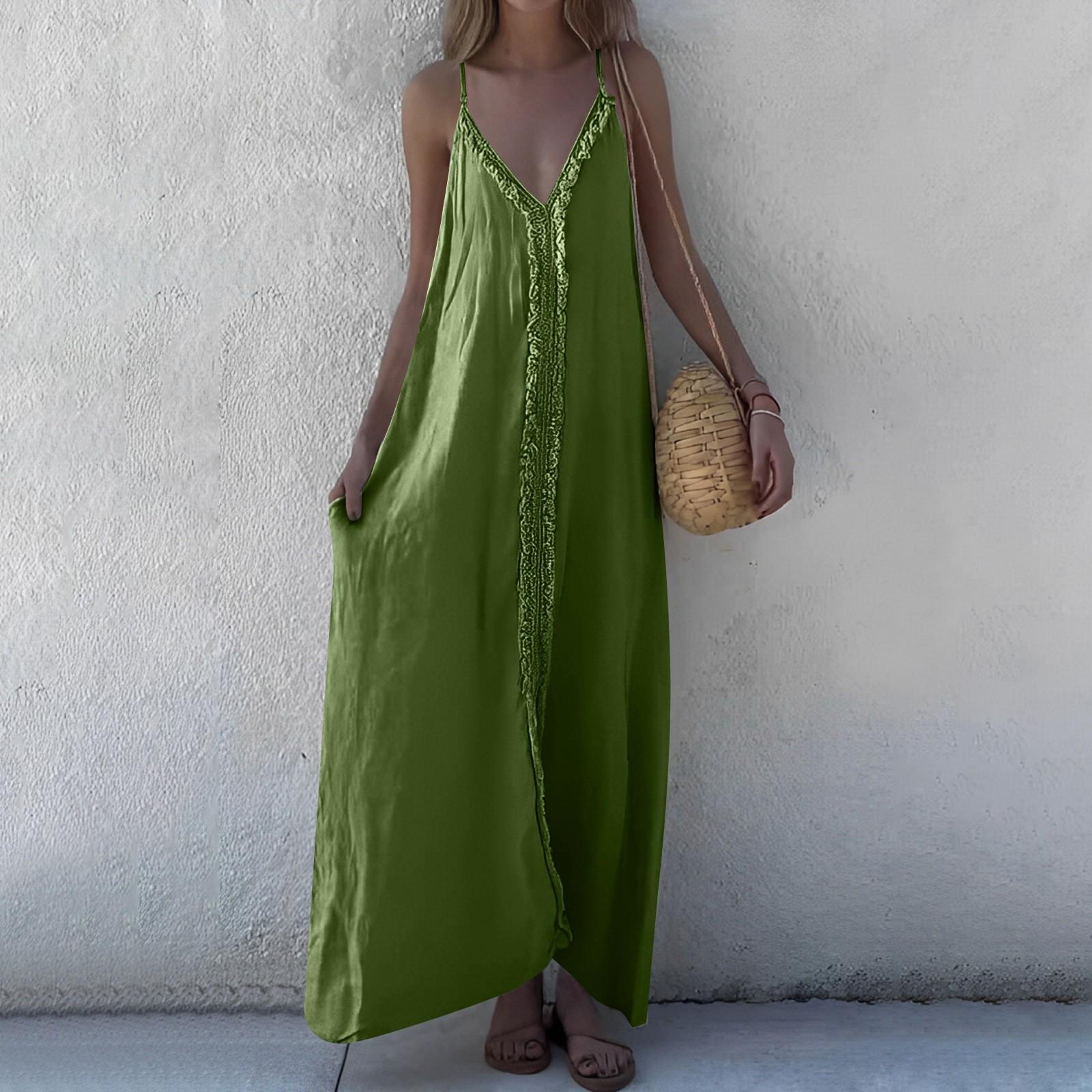 Женское Модное Повседневное Платье на Бретельках Разноцветное Свободное Праздничный Стиль M