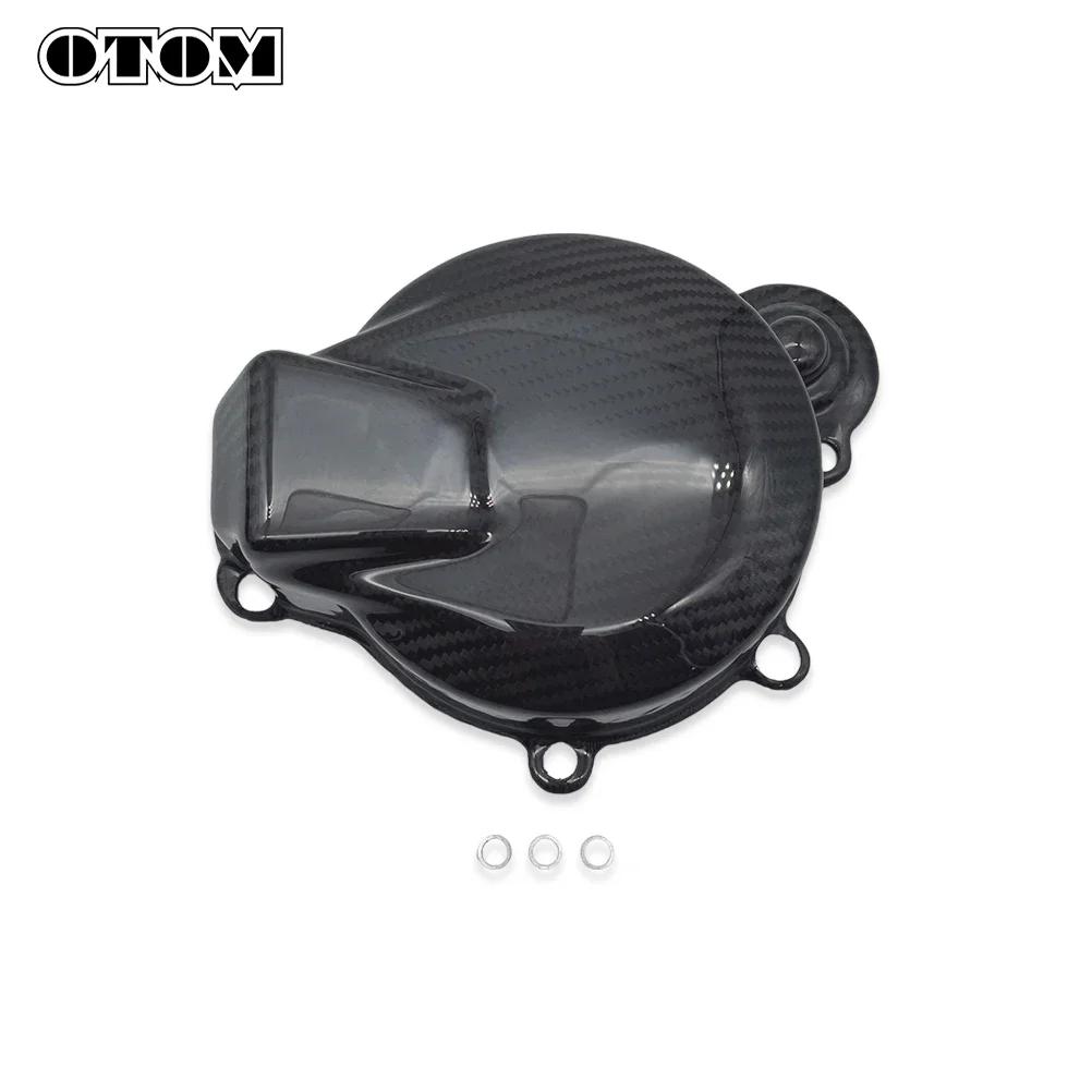 OTOM 2024 Motorcycle Ignition Cover Motor Stator Guard Protector Crankcase Carbon Fiber Lid For KTM EXC XCW TE 150 Accessories