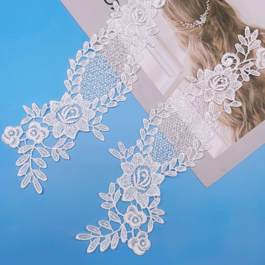 Water Soluble Flower Garment Accessories Water Soluble Polyester Silk Flower Embroidery Lace Polyester Light Hollow Flower Cloth Sticker Accessories