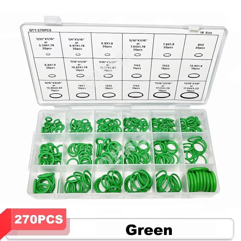 270Pcs 18 Sizes O-Ring Seals Assortment Kit Air Conditioning Compressor Seals  Refrigerant System