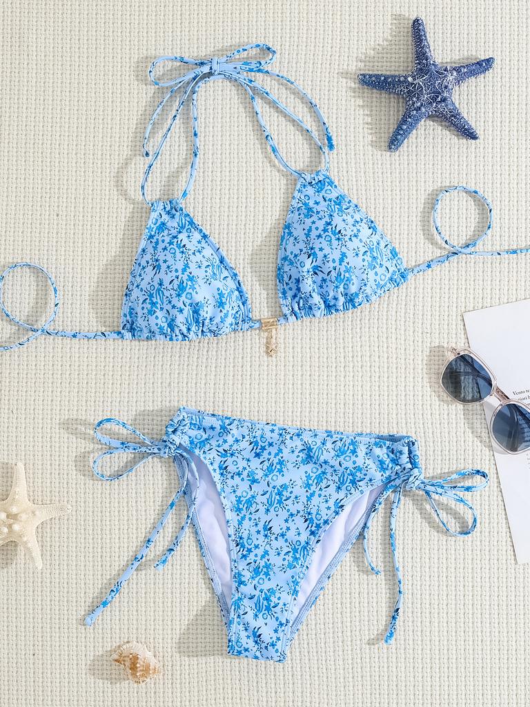 Lace Starfish Pendant Triangle Cup Sexy Two Piece Bikini Set Elegant