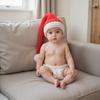 Infant Christmas Knit Photography Hat - Red Long-Tail Styling for Newborn and Children's Photos