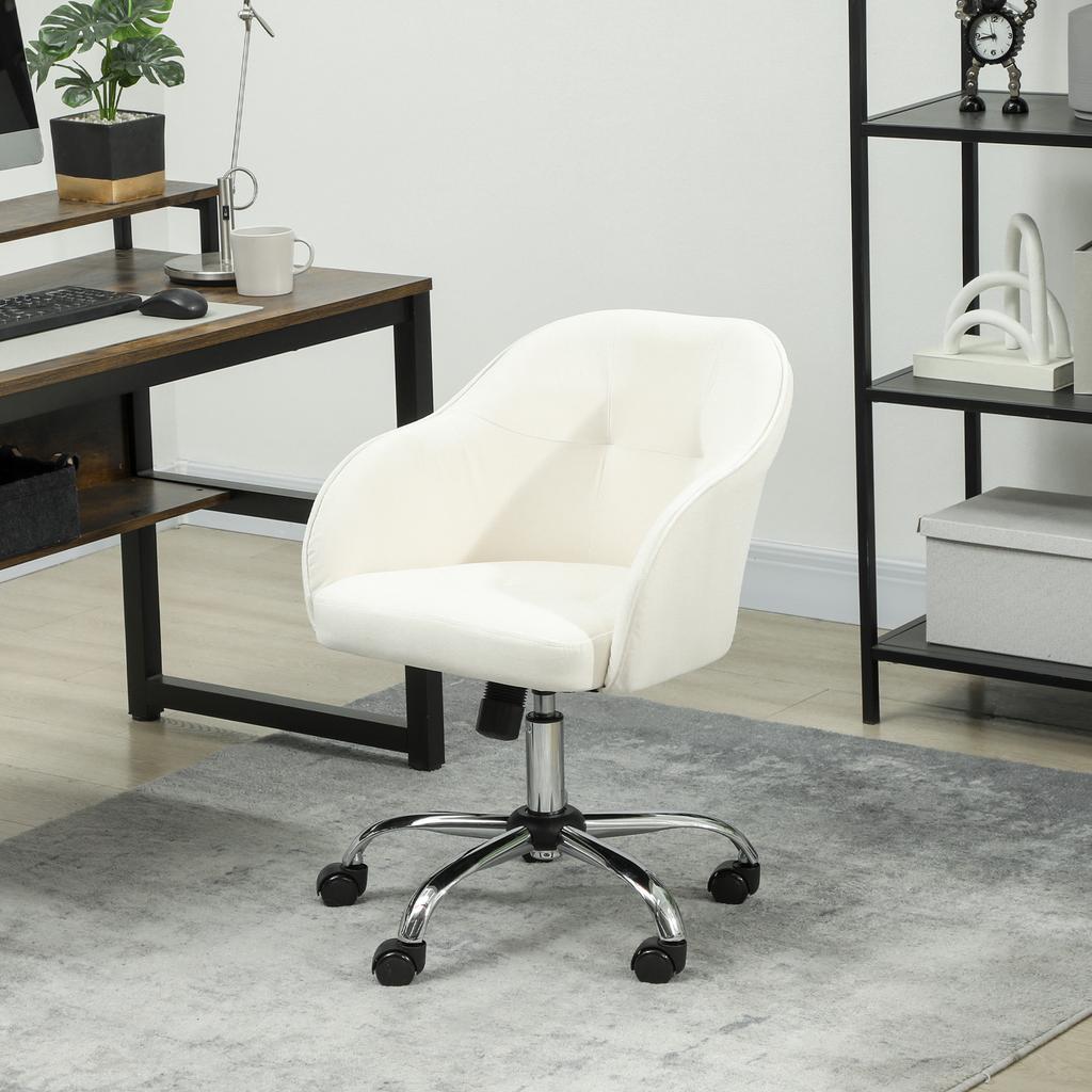 46-56 cm Velvet-feel Office Chair - Cream